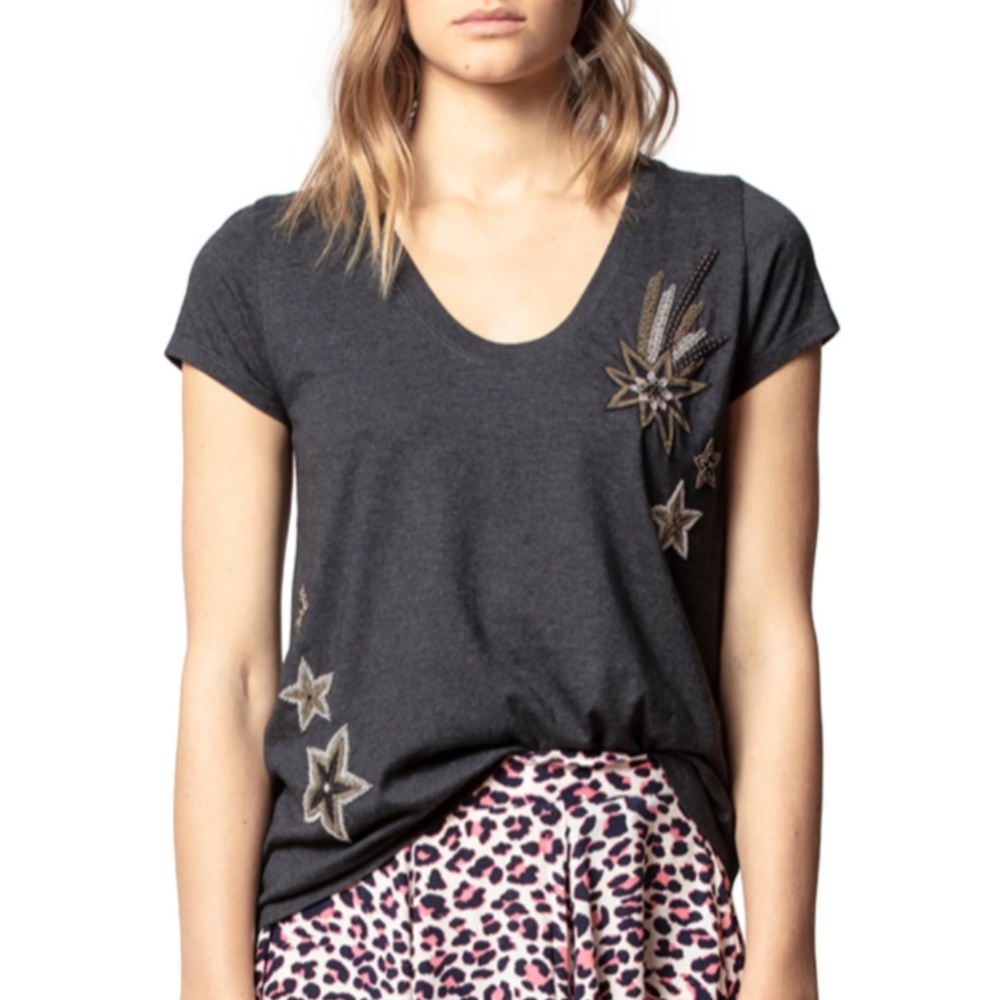 NWT Zadig & Voltaire Tiny Cannetille Embellished Star T-Shirt